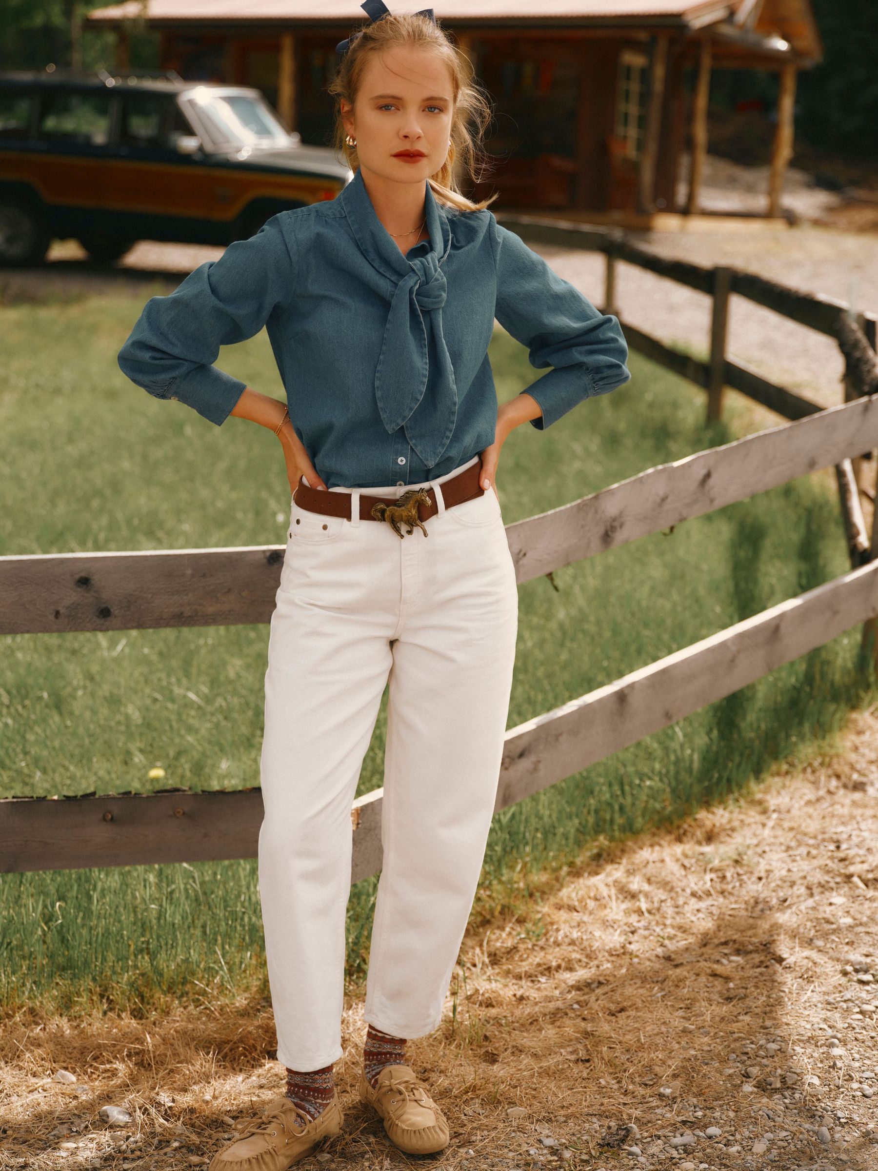 Ecru - Relaxed Fit High Waisted Jean