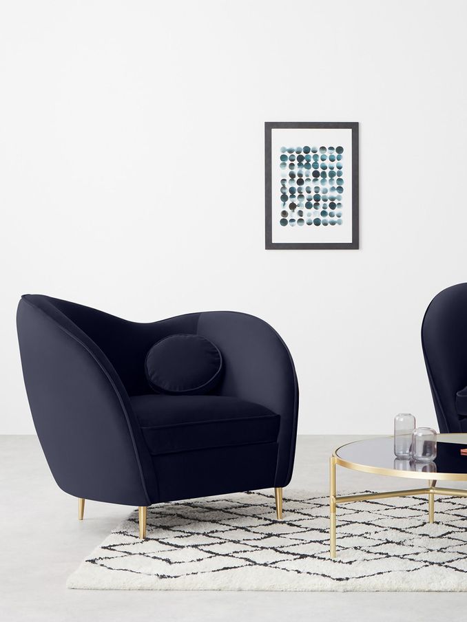 Kooper Accent Chair in Modern Velvet Midnight Blue (D60703) | £625