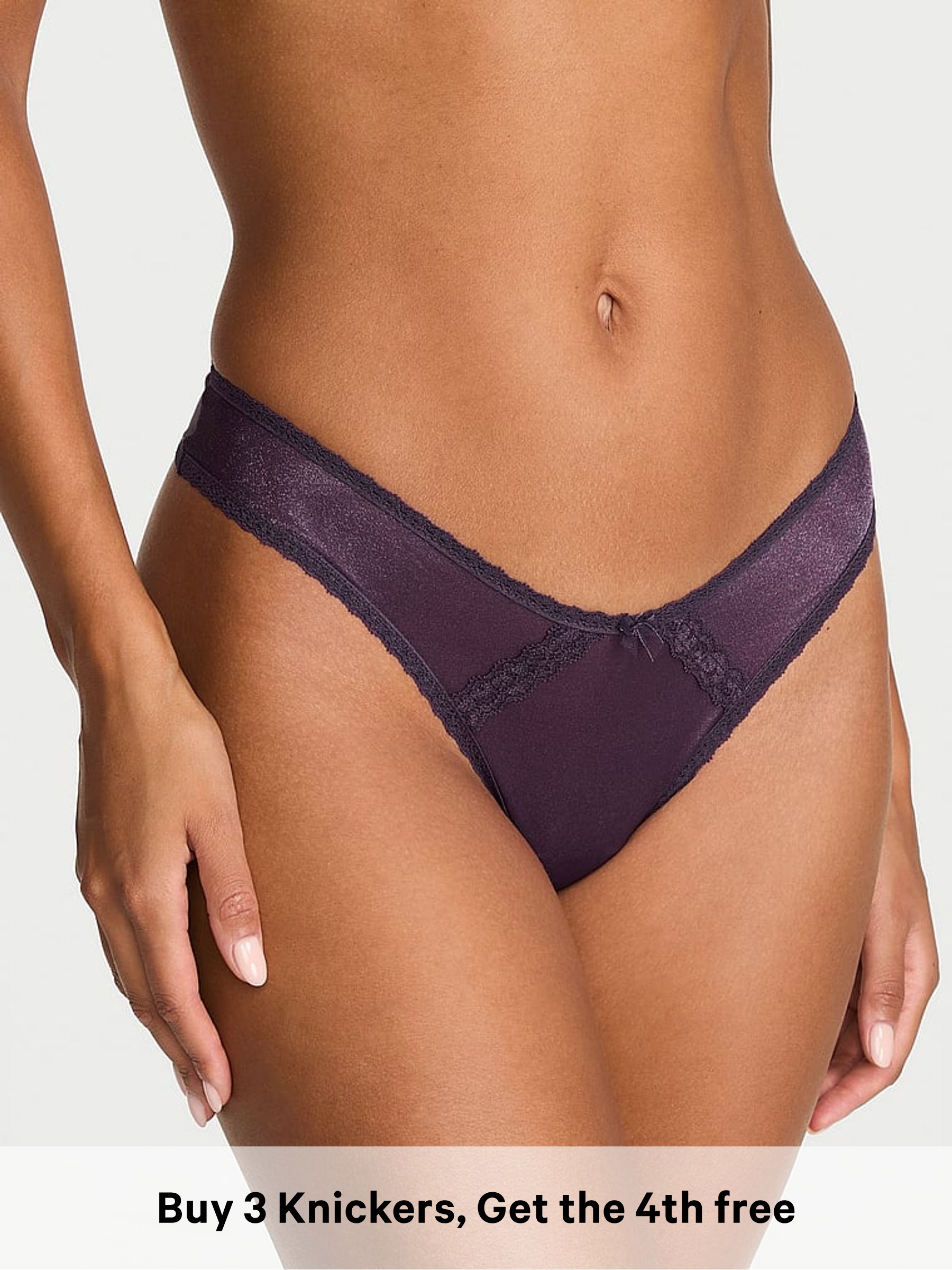 Shadow Purple - Brazilian Sheer Shimmer Lace Trim Knickers