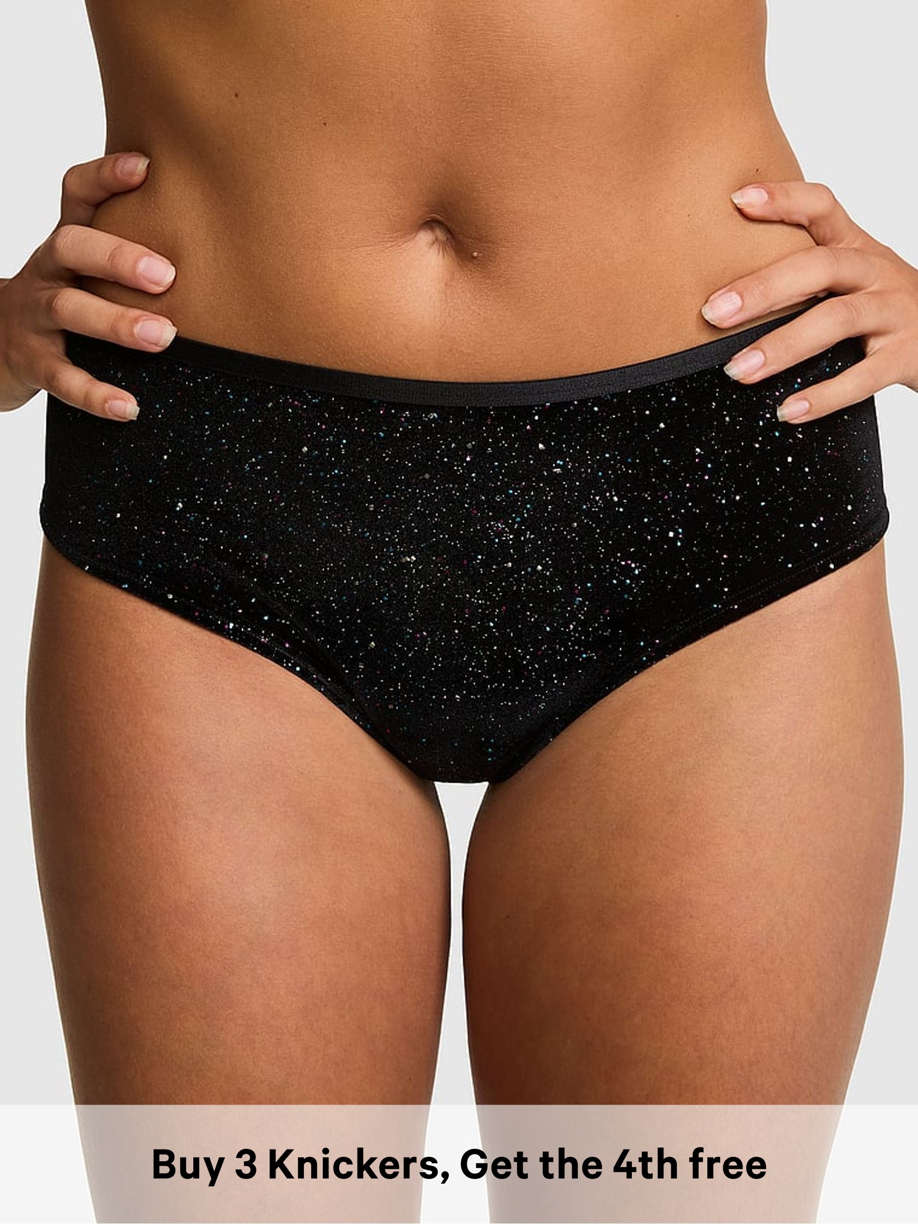 Black - Thong Confetti Velour Knickers
