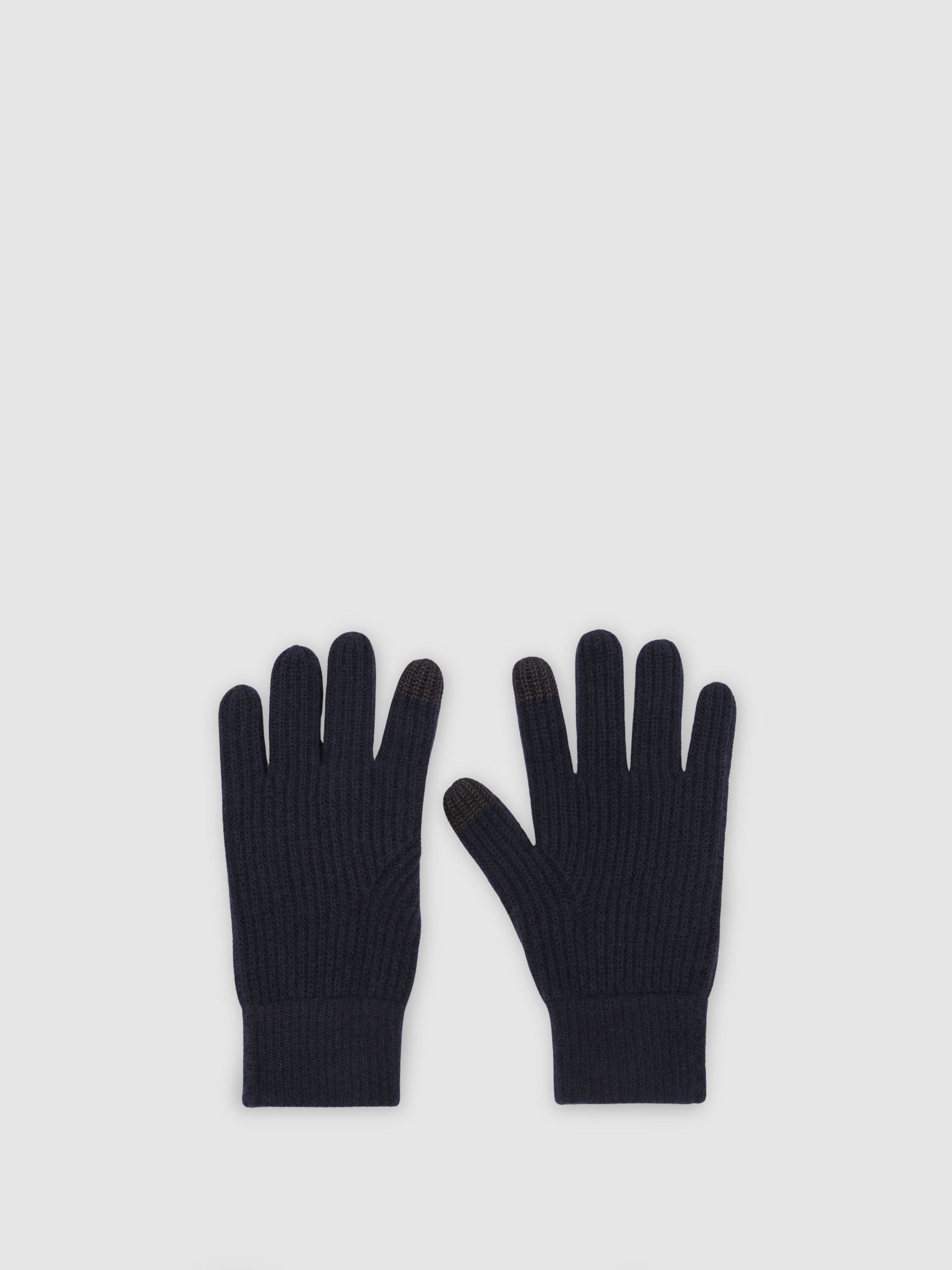 Navy - Regular Merino Wool Rib-knit Gloves