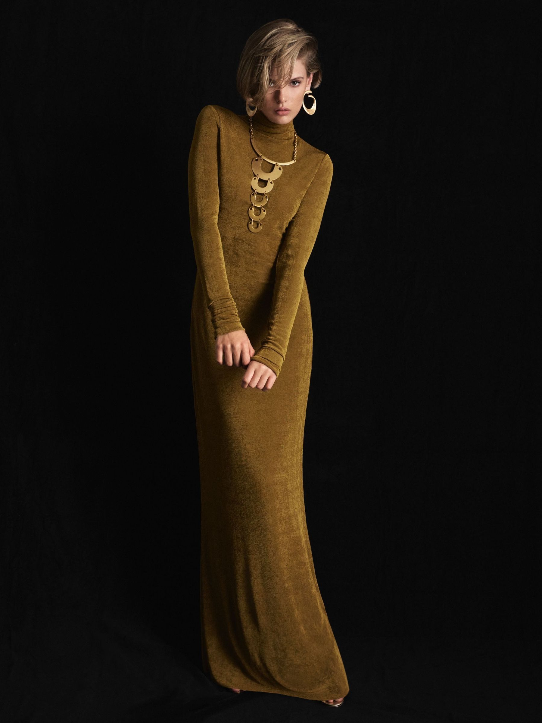 Green - Atelier Necklace-detail Jersey Maxi Dress