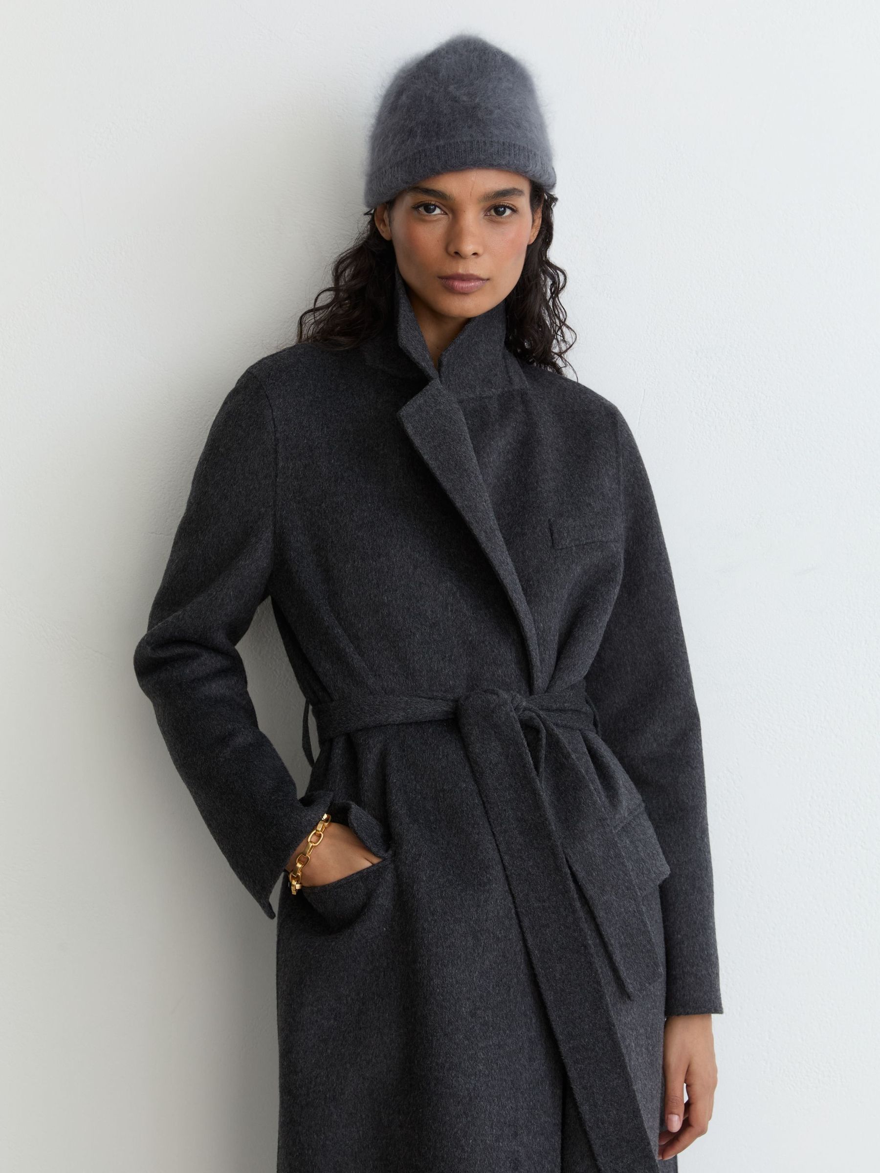 Grey - Brushed Cashmere Beanie Hat