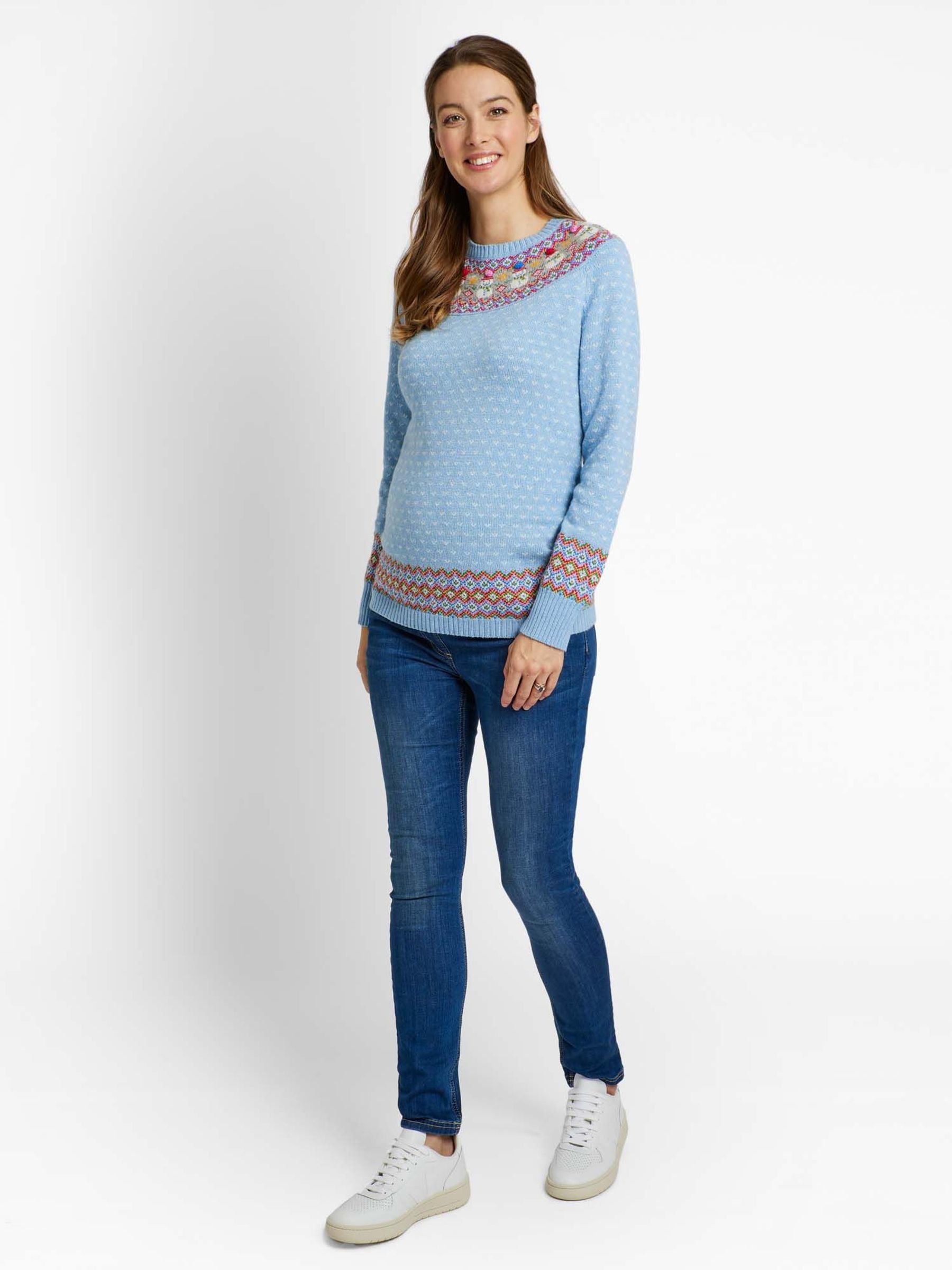 Blue - Snowman Fairisle Pattern Maternity Jumper With Cashmere