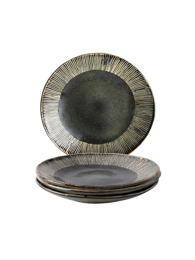 Dutch Rose Dark Green Set of 4 Dinner Plates Set of 4 Dinner Plates (D73523) | £44