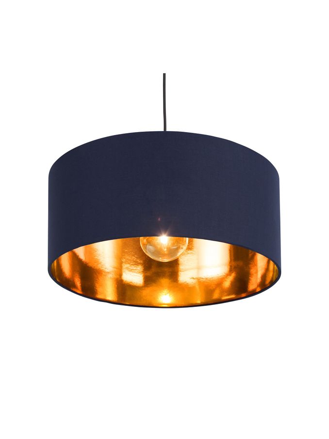 Oro Pendant Drum Lamp Shade in Navy/Copper (D78406) | £49