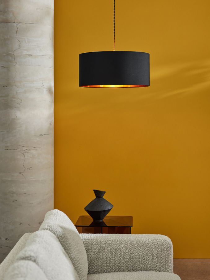 Oro Pendant Drum Lamp Shade in Black/Copper (D78408) | £49