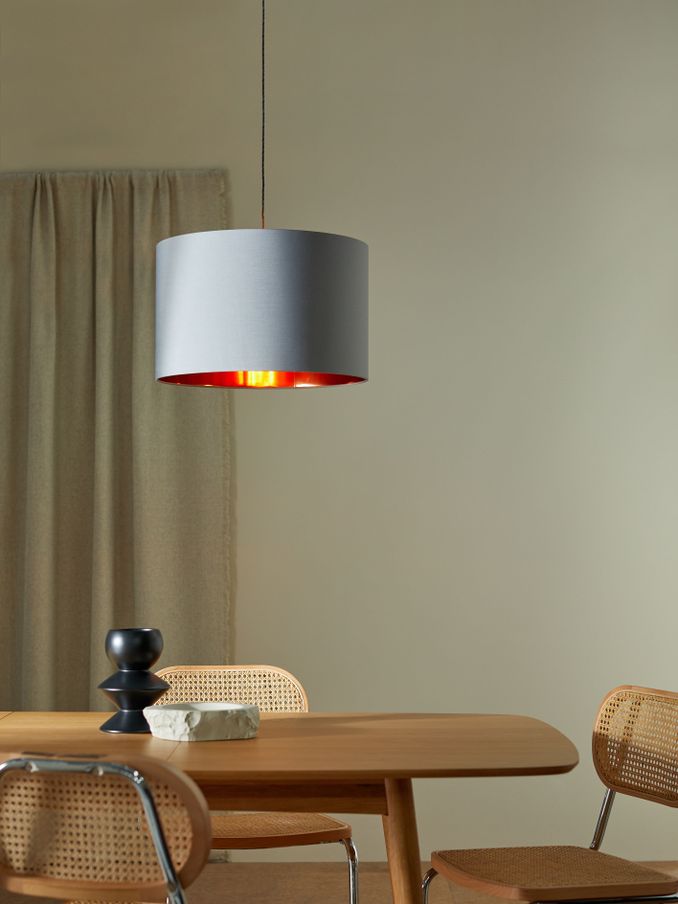 Oro Pendant Drum Lamp Shade in Grey/Copper (D78409) | £49