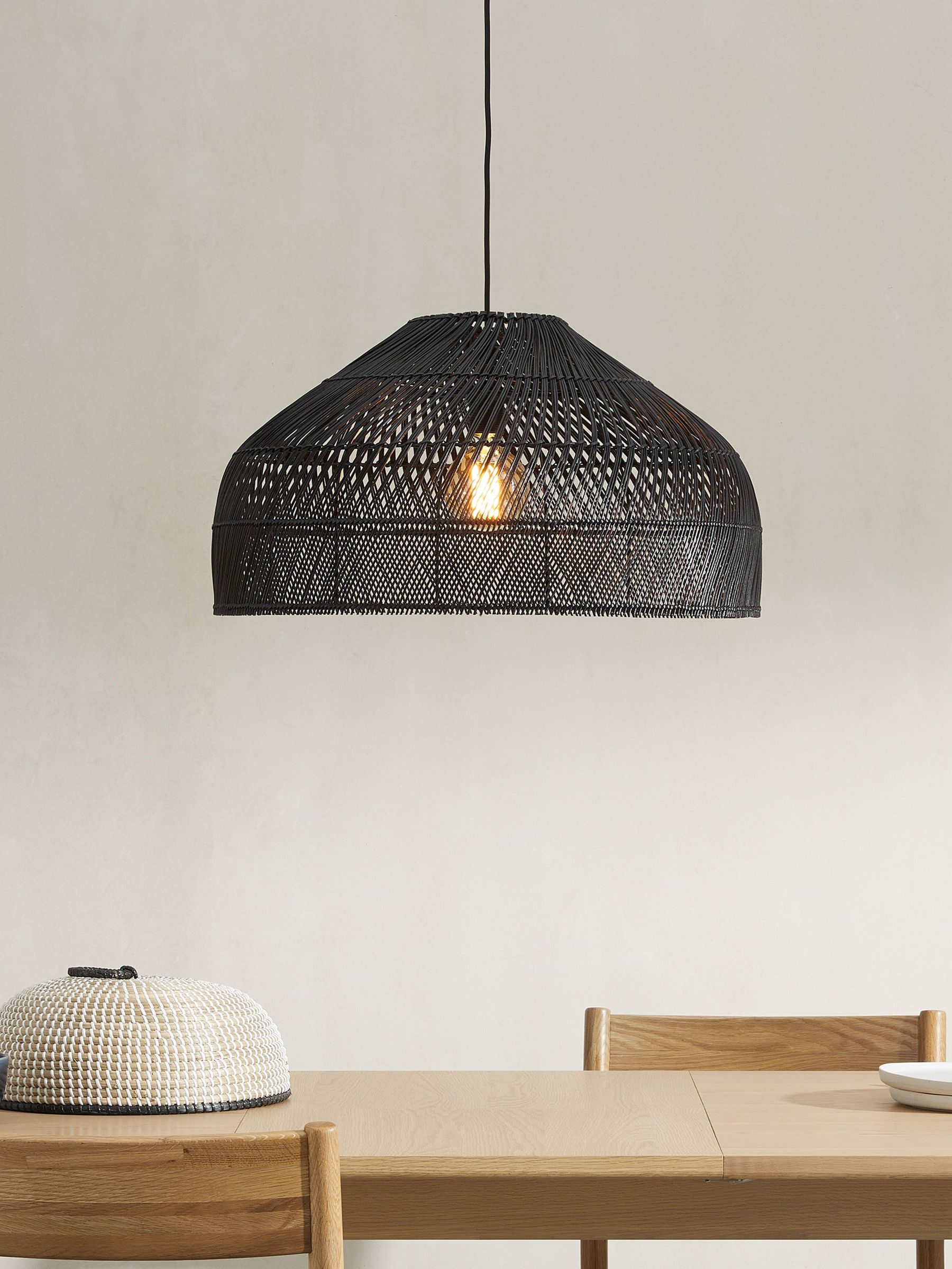 Java Large Lamp Shade in Black Rattan (D78416) | £139