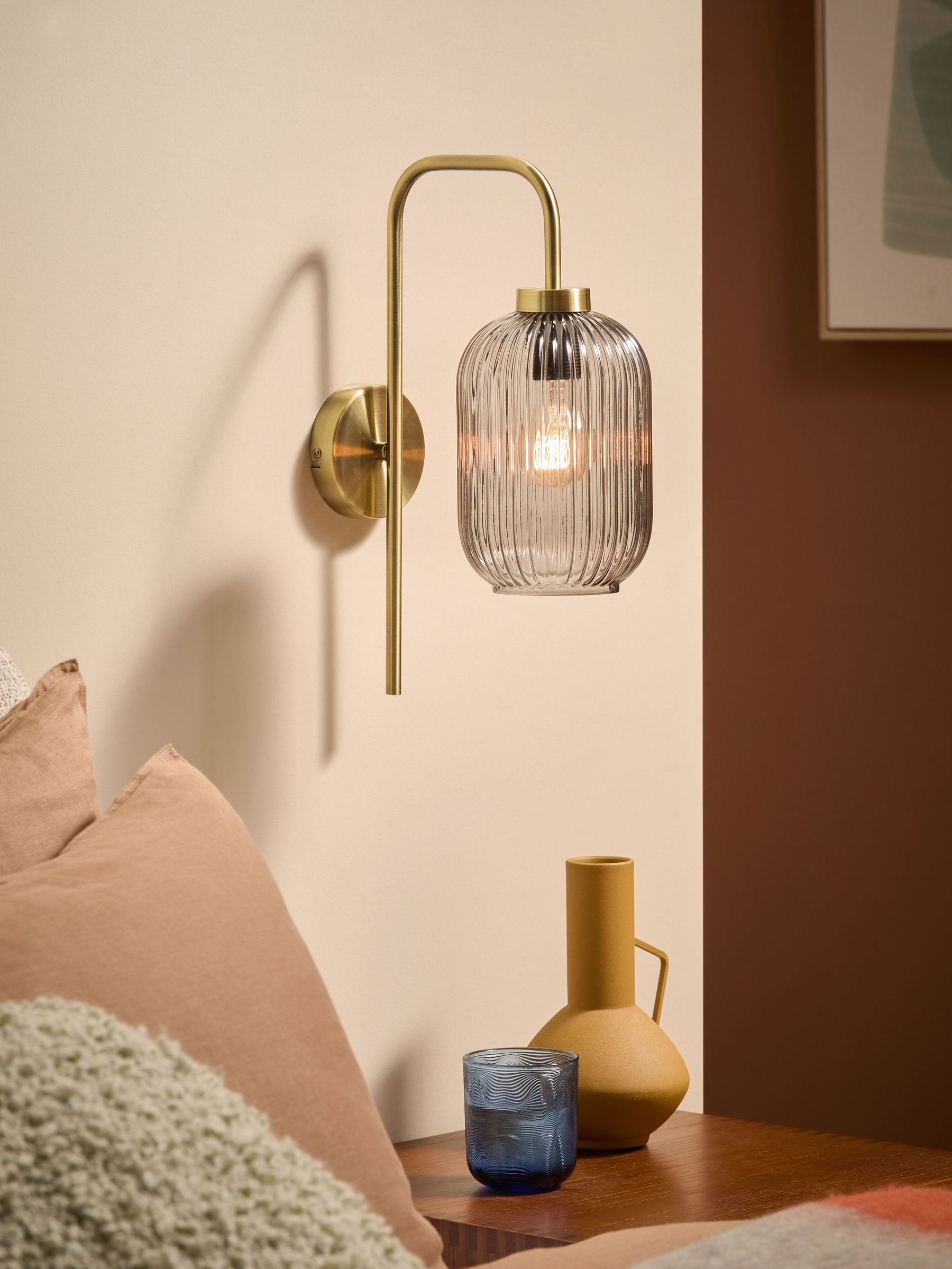 Briz Antique Brass Wall Lamp in Grey (D78422) | £79