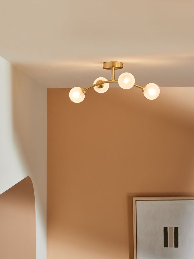 Fabia Flush Ceiling Light in Brass (D78427) | £89