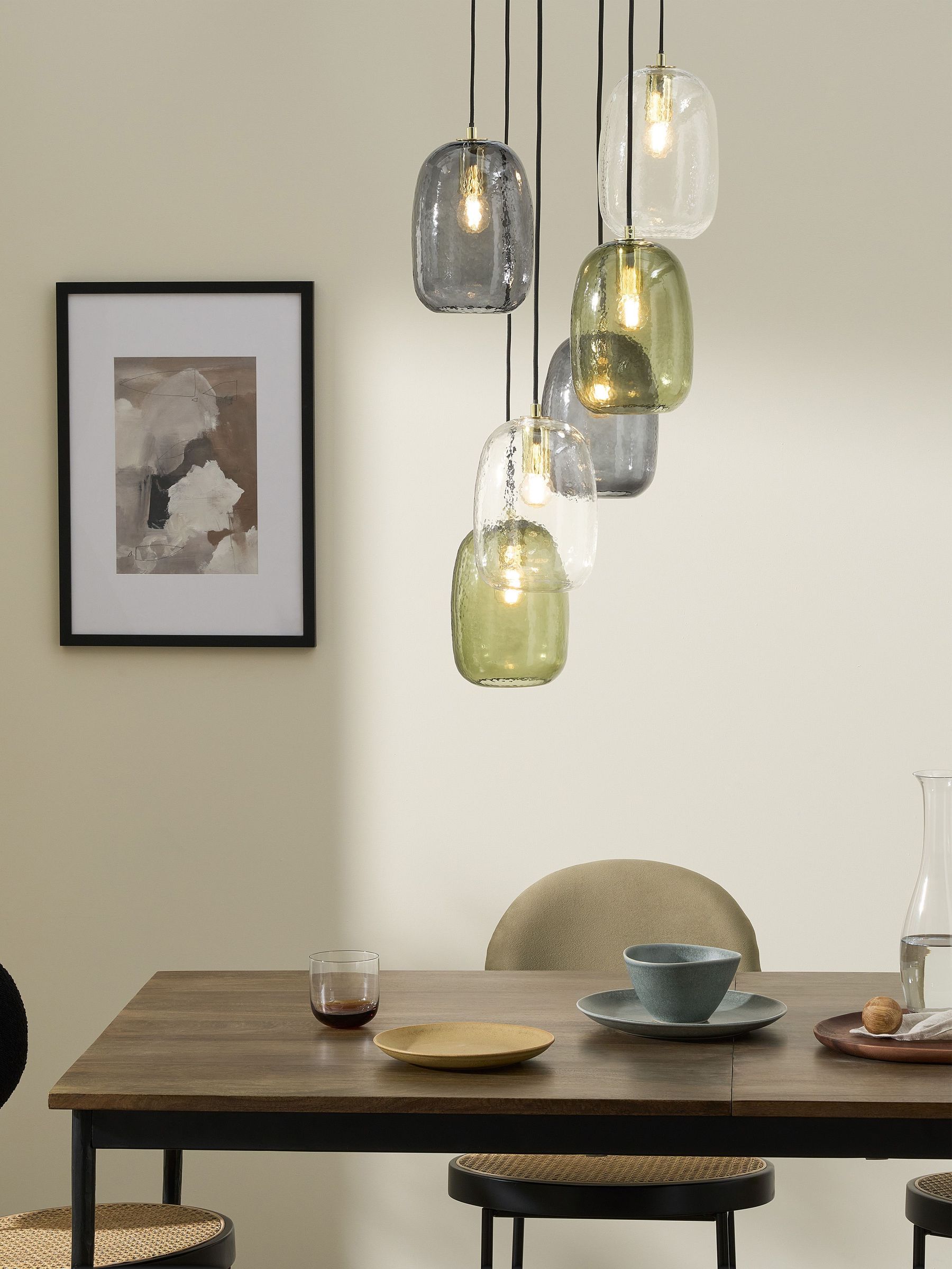 Lykke 6 Light Cluster Chandelier Ceiling Light in Multi Green (D78443) | £269