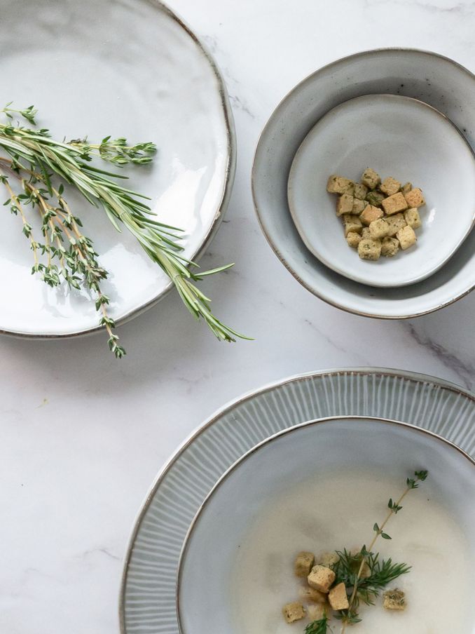 Dutch Rose Set of 4 Light Grey Pasta Bowls (D82922) | £56