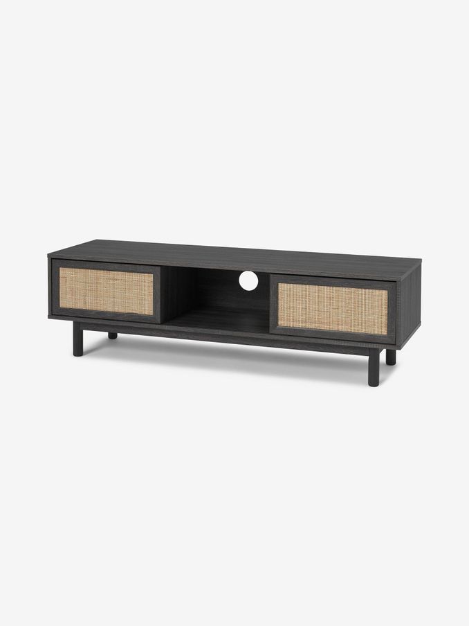 Pavia Wide Rattan TV Unit in Black (D86961) | £249