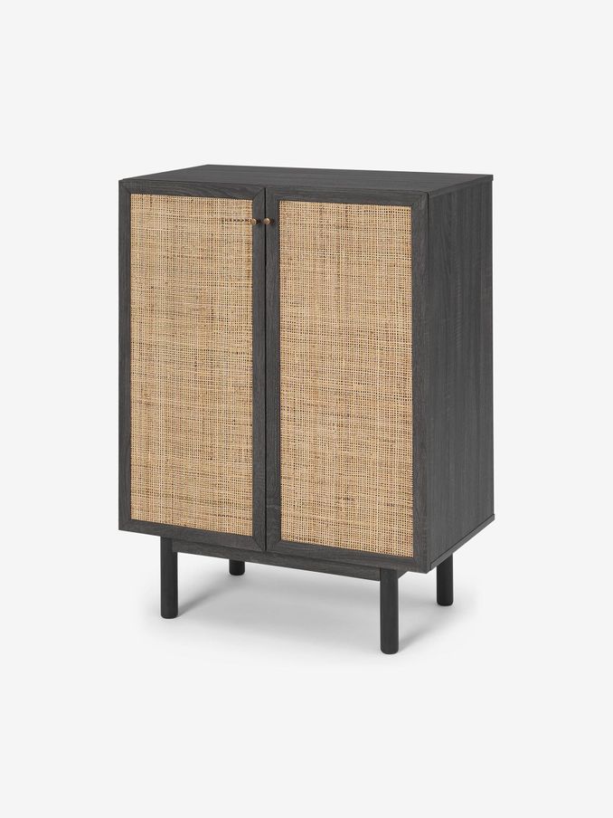 Pavia Rattan Compact Highboard in Black (D86996) | £299