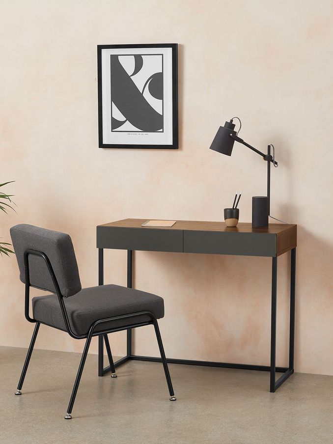 Hopkins Compact Desk in Walnut Effect and Grey (D87291) | £130
