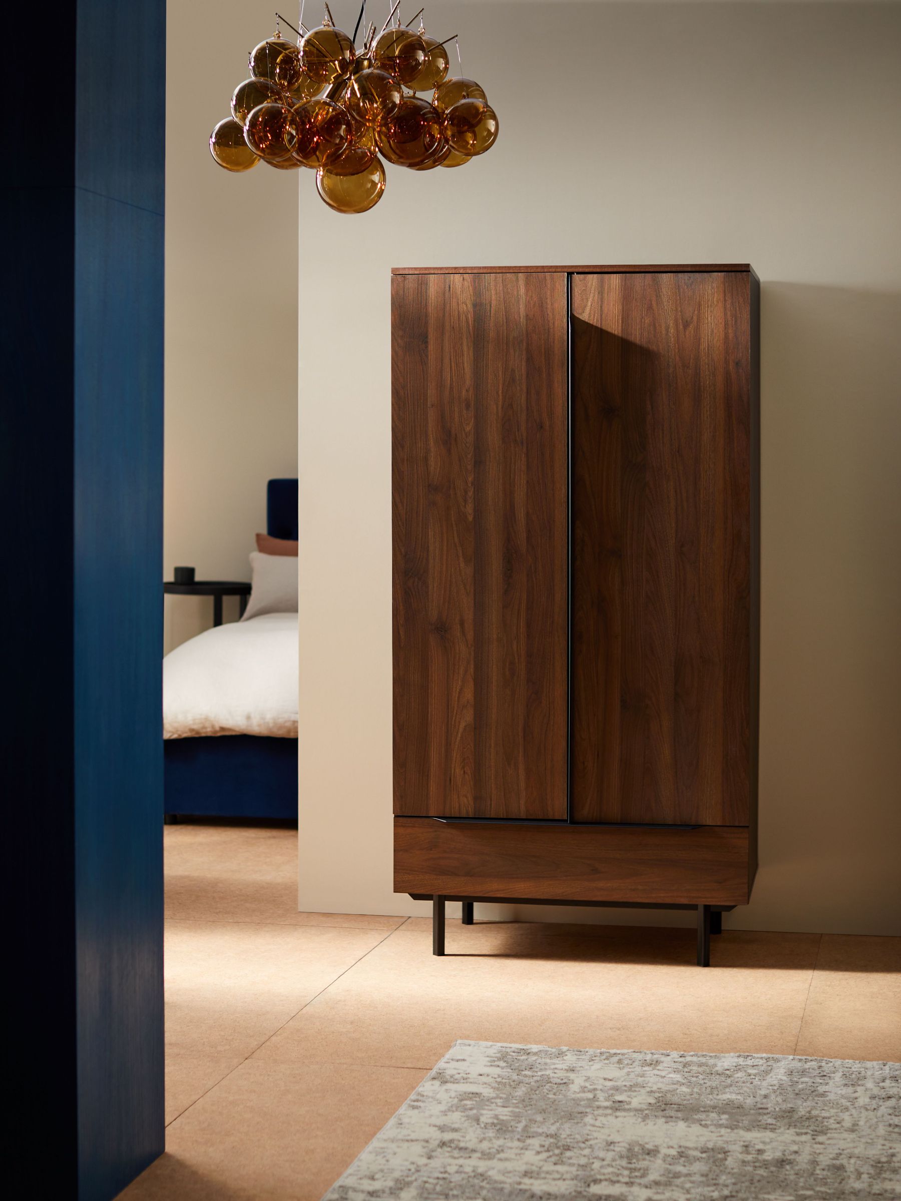 Damien Double, 1 Drawer Wardrobe in Walnut Effect (D87303) | £270