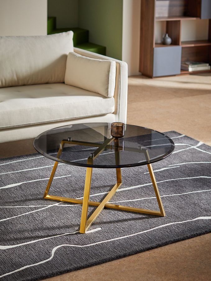 Haku Round Coffee Table in Brass & Smoked Glass (D87751) | £329