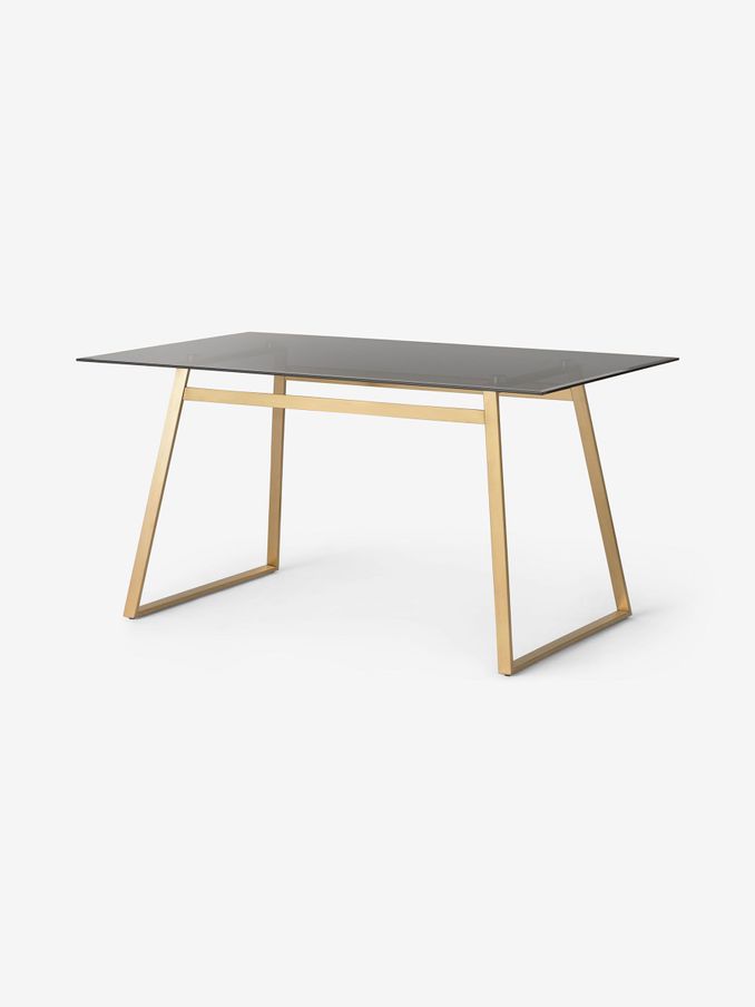 Haku 6 Seater Rectangle Dining Table in Brass & Smoked Glass (D87790) | £529