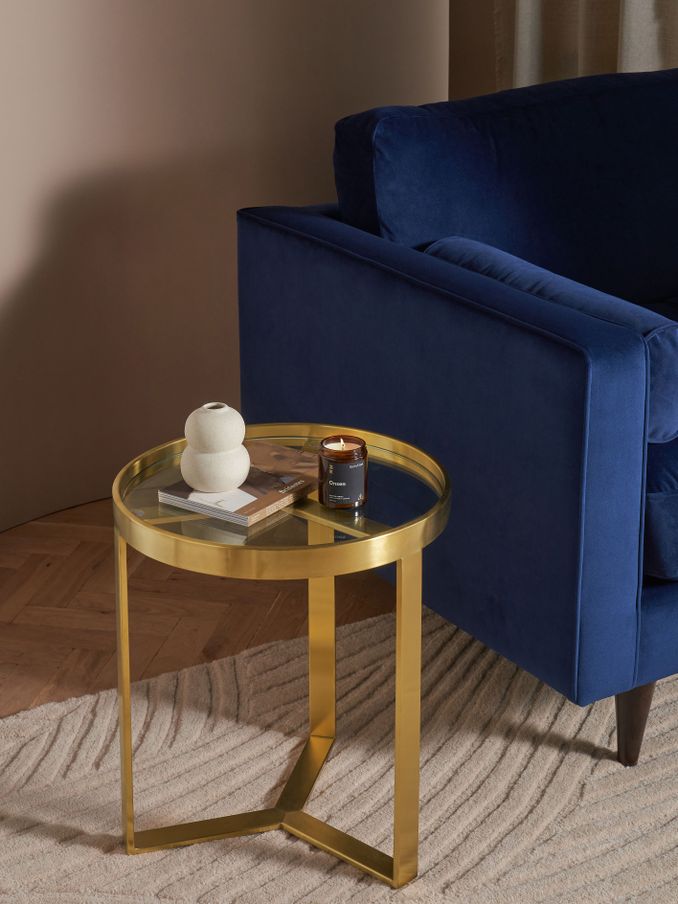 Aula Side Table in Brushed Brass/Glass (D87816) | £219