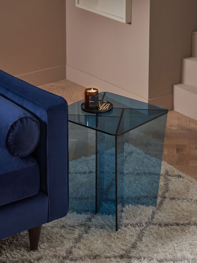 Oki Side Table in Blue Glass (D87826) | £229