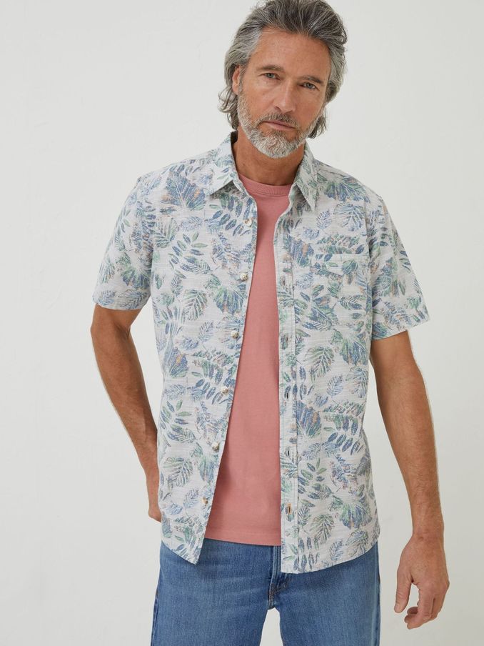 Blue National Forest Leaf Print Shirt (D91528) | £28