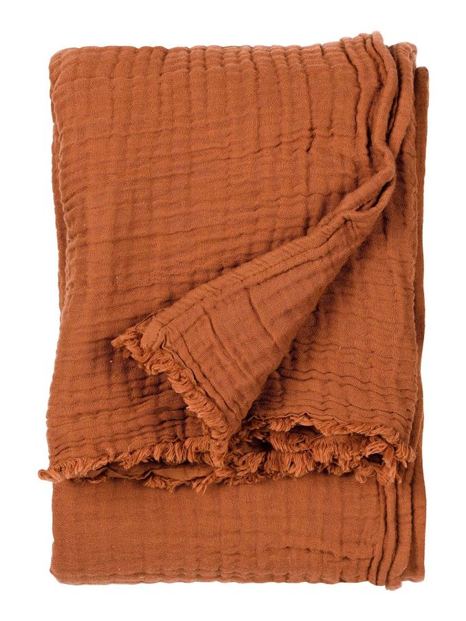 Yard Pecan Brown Lark 4 Layer Muslin Crinkle 100% Cotton Throw (D95620) | £36