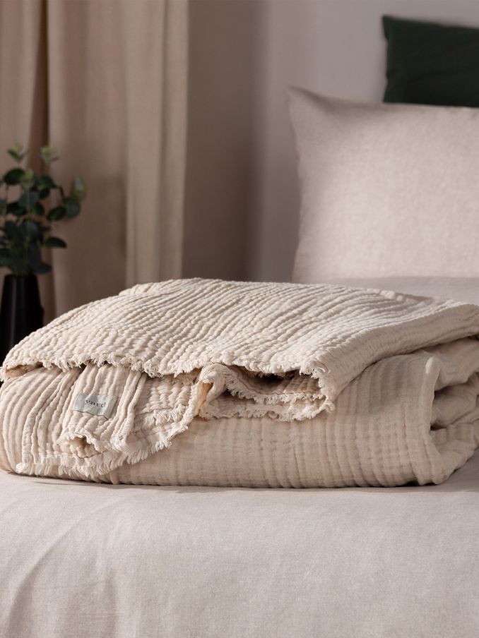 Yard Natural Lark 4 Layer Muslin Crinkle 100% Cotton Throw (D95622) | £36