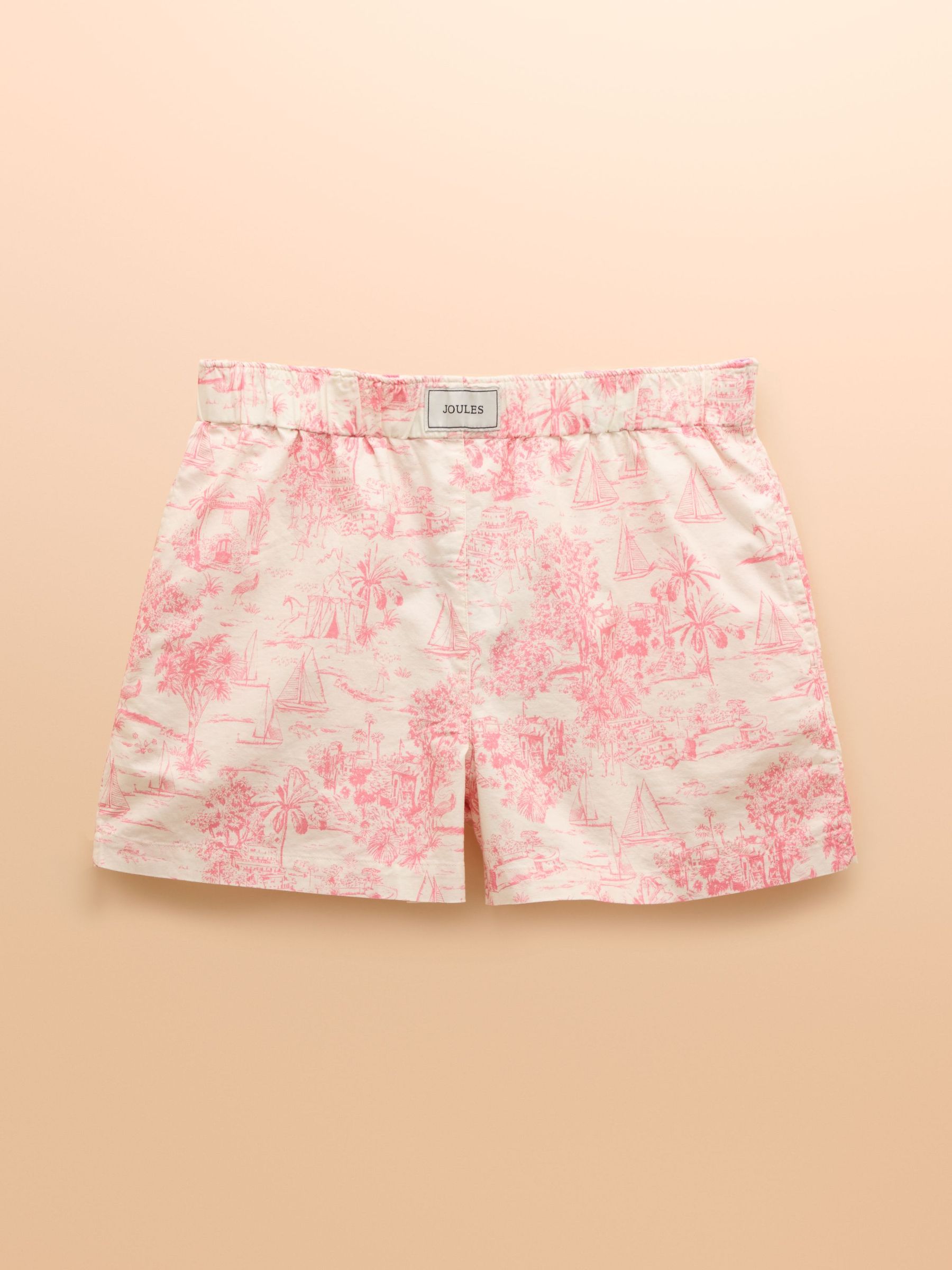 Amara Pink Toile de Jouy Pull-On Cotton Shorts