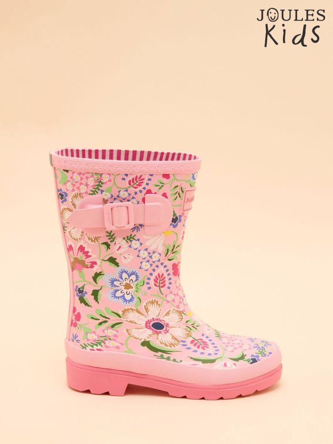 Kids' Pink Floral Printed Wellies (E00730) | £30