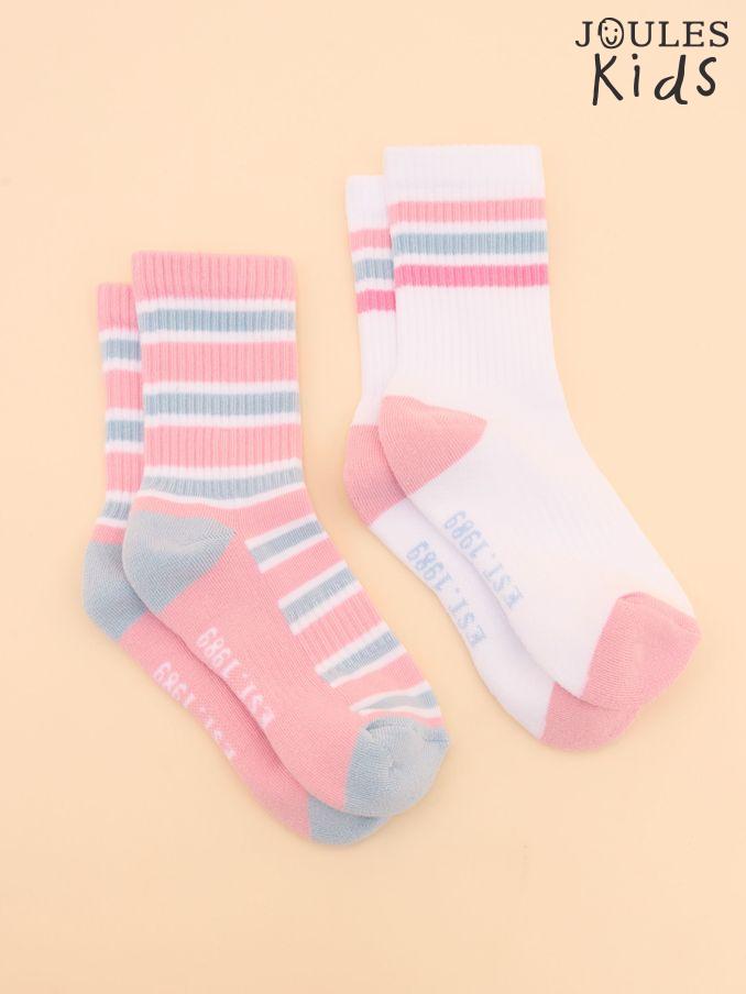 Kids' Volley Pink & Blue Pack of Two Tennis Socks (E00788) | £8