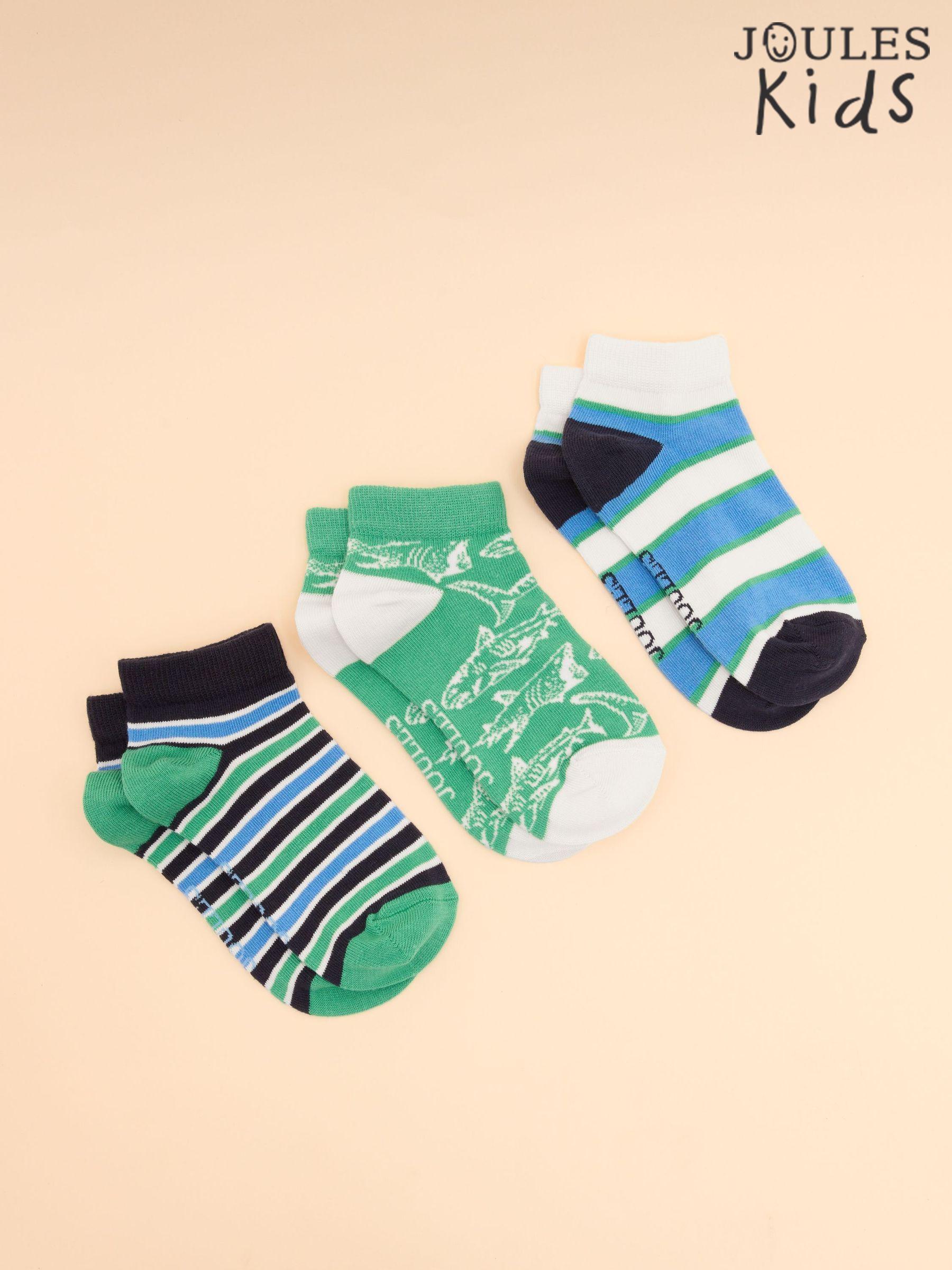 Kids' Rilla Blue & Green Pack of Three Trainer Socks (E00791) | £9