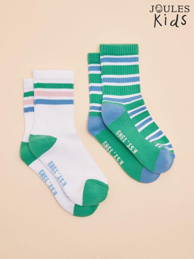 Kids' Volley Green & Blue Pack of Two Tennis Socks (E00793) | £8