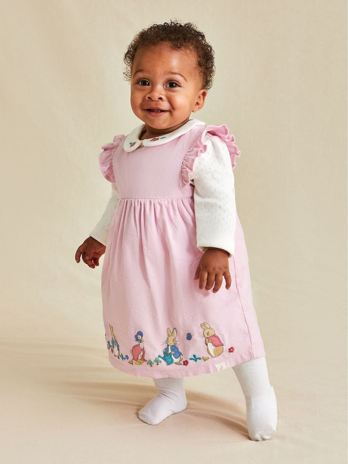 Pink Baby Peter Rabbit Embroidered Dress and Body Set (E00830) | £34