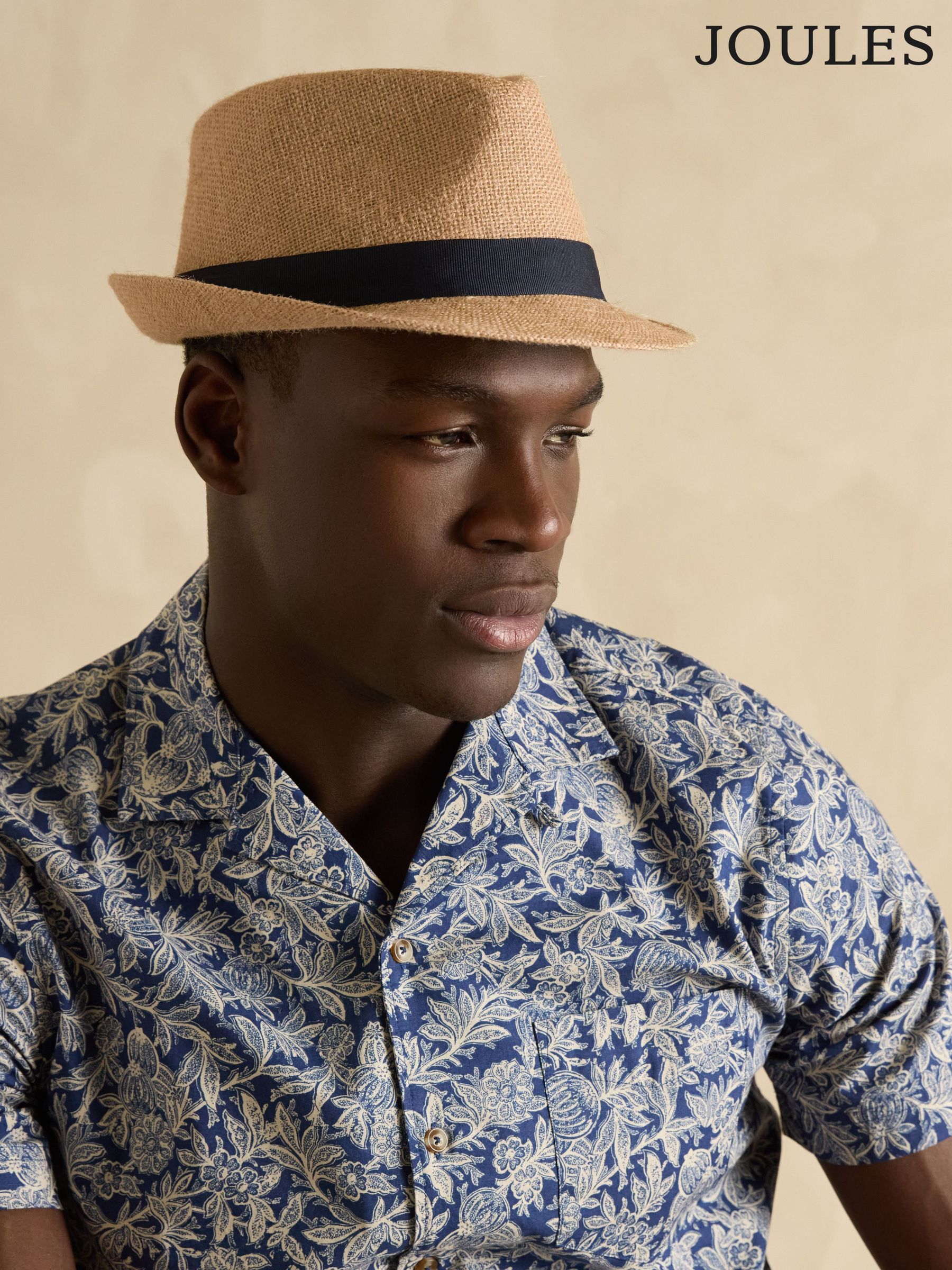 Halstow Neutral Straw Trilby Hat (E00874) | £25