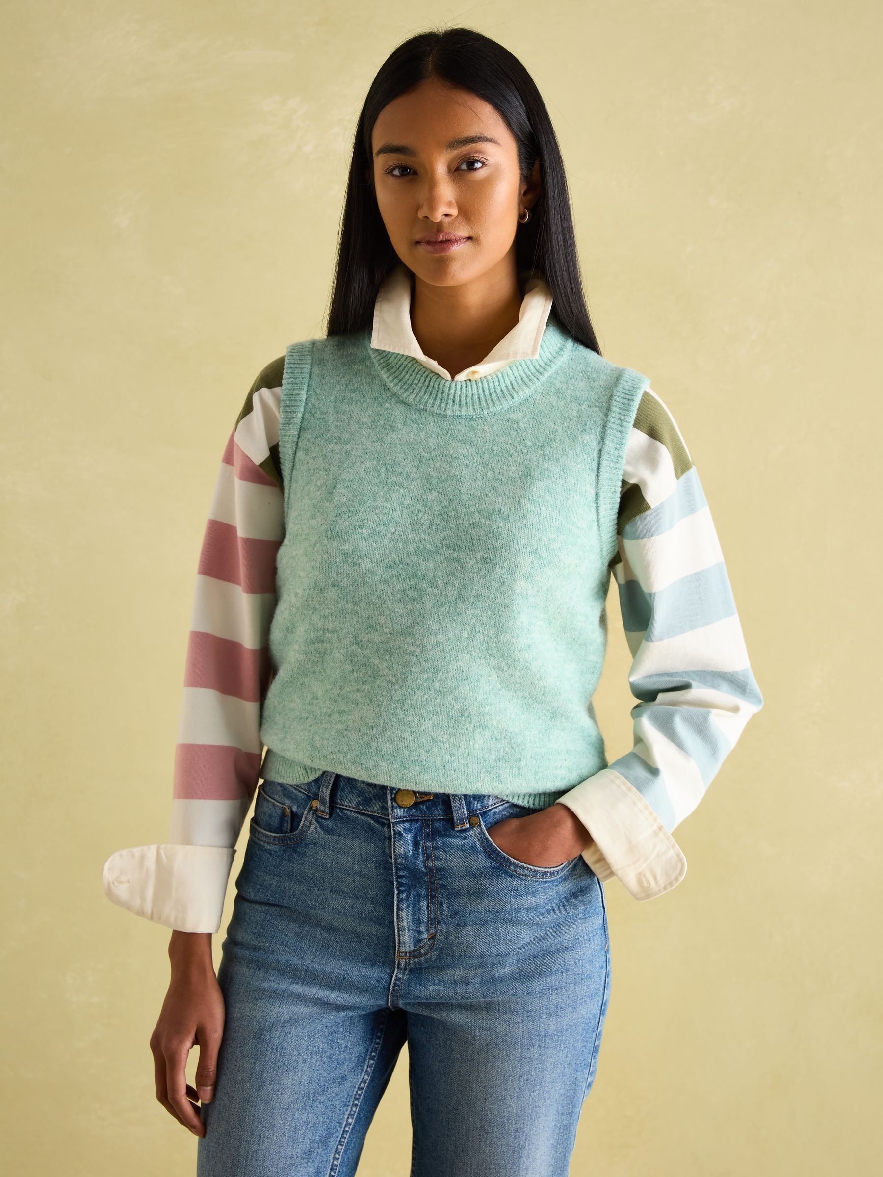Holly Green Regular Fit Knitted Vest (E00884) | £28