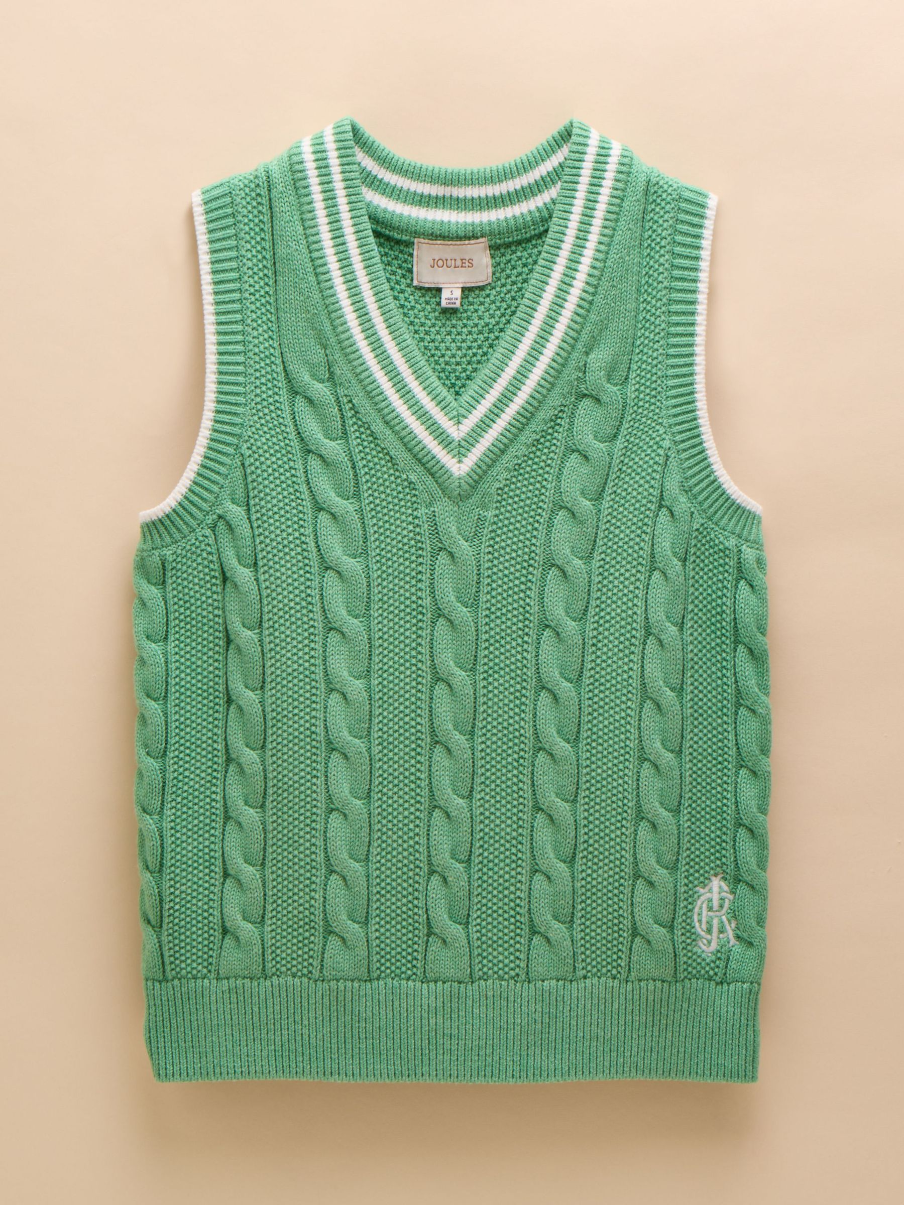 Deuce Green Cable Knitted Cotton Vest