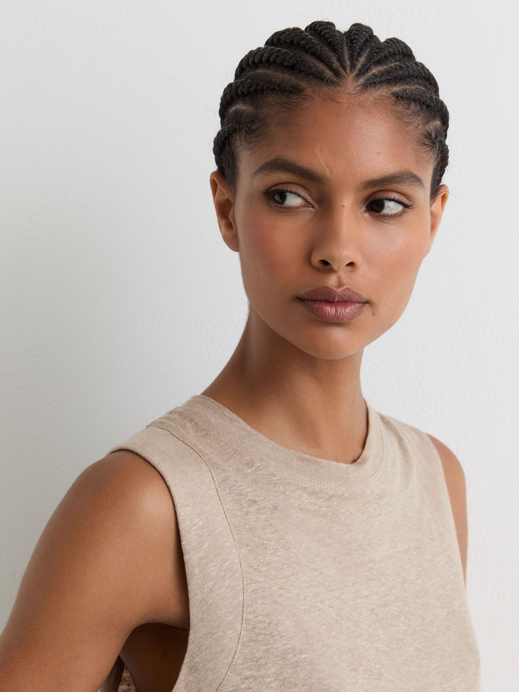 Stone Neutral - Linen Jersey Crew-neck Vest