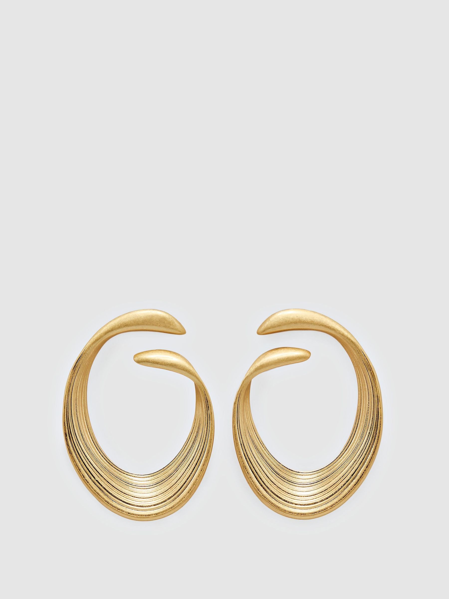 Gold Tone - Brushed Twist Loop Earrings