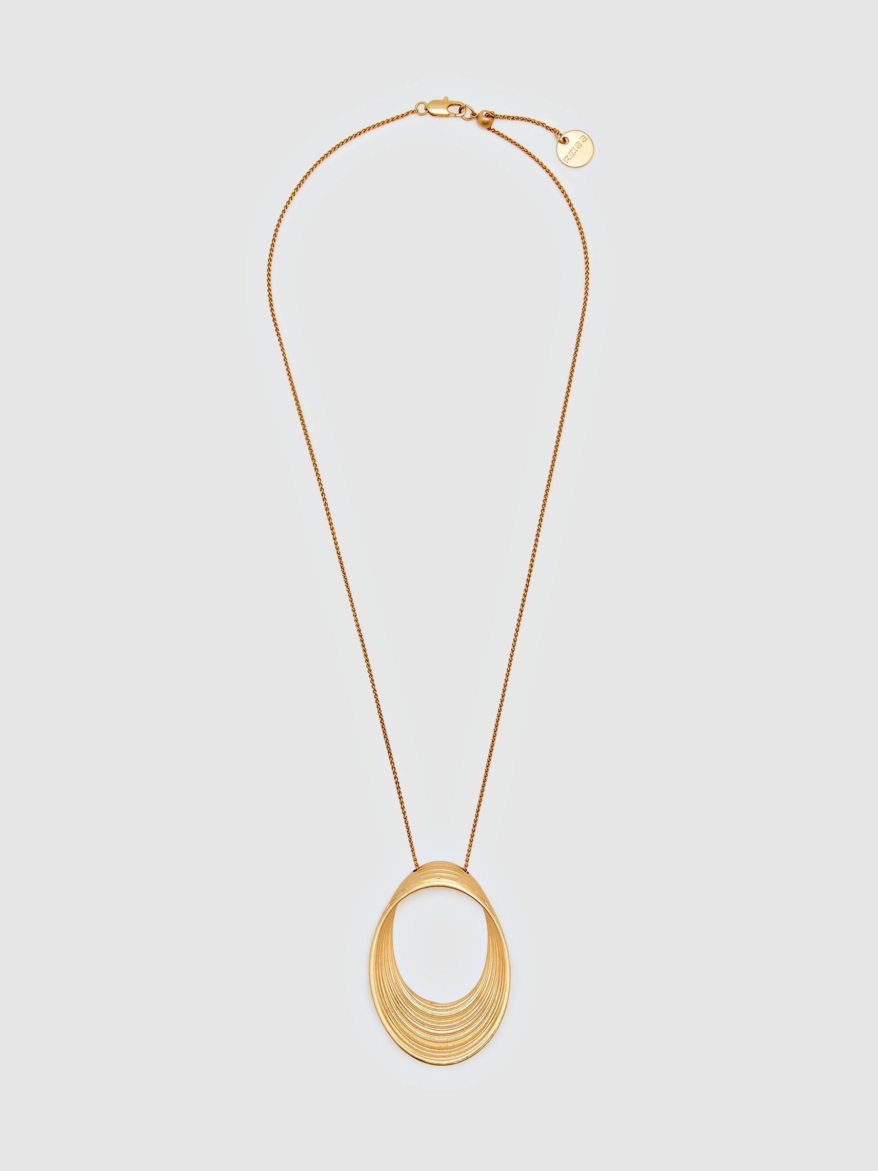 Gold Tone - Brushed Loop Pendant Necklace