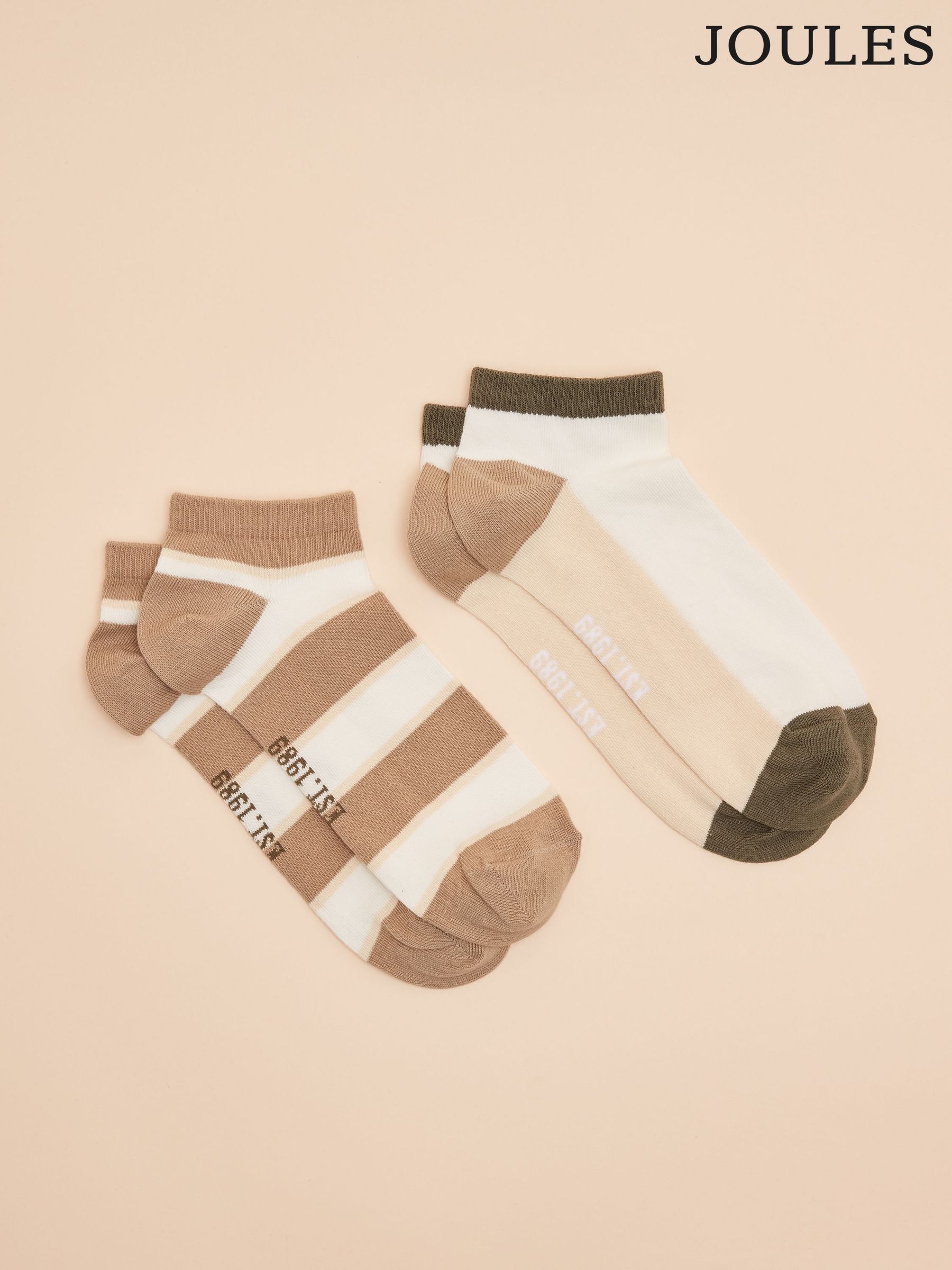 Men's Rilla Natural Pack of Two Trainer Socks (E00954) | £8