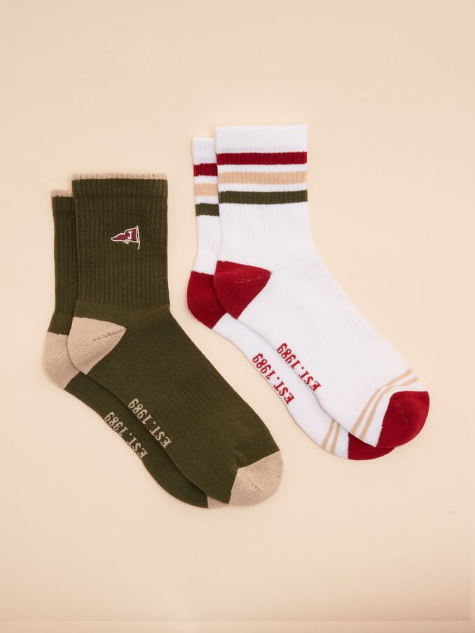 Men's Volley Khaki Green Pack of Two Tennis Socks (E00956) | £10
