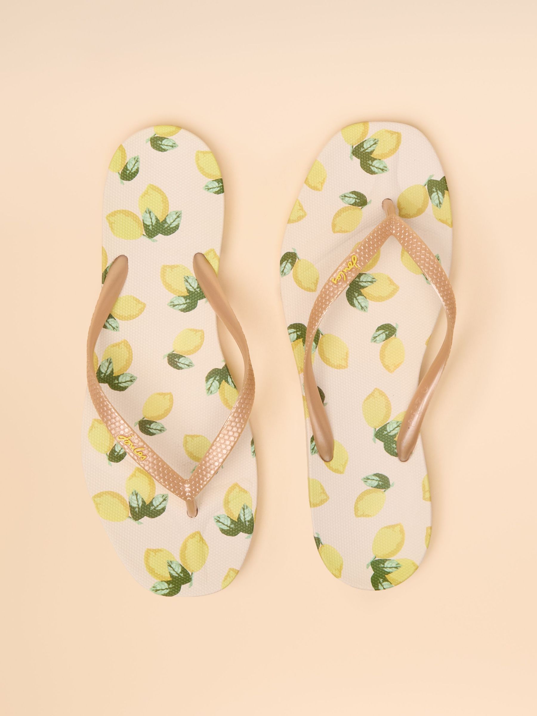 Sunvale Cream Printed Flip Flops (E00993) | £18