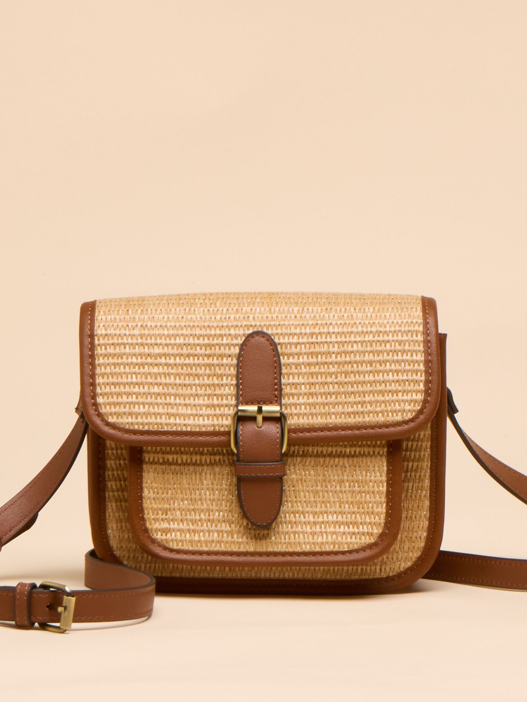 Alderton Neutral Straw Cross Body Bag (E01127) | £45