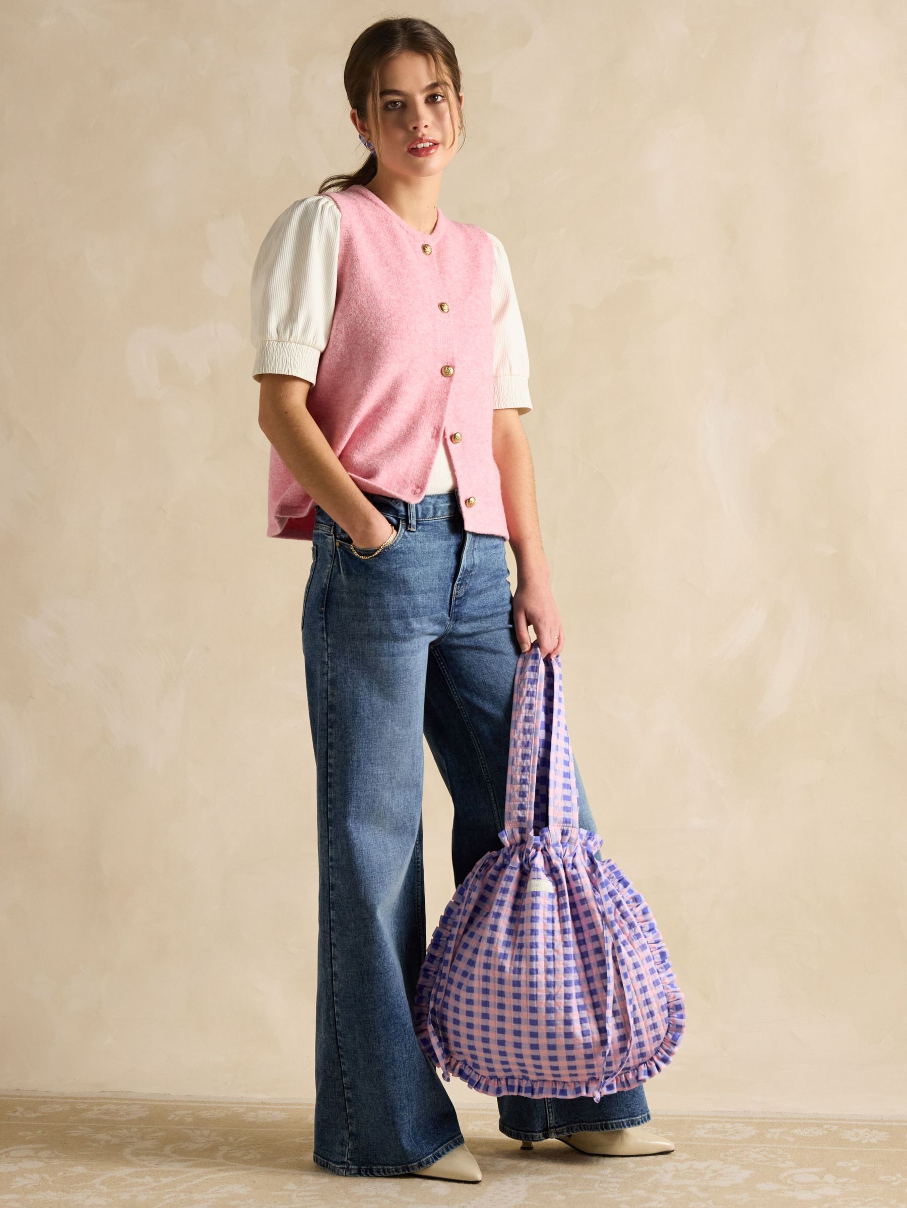 Nella Pink/Lilac Cotton Frill Tote Bag (E01150) | £29