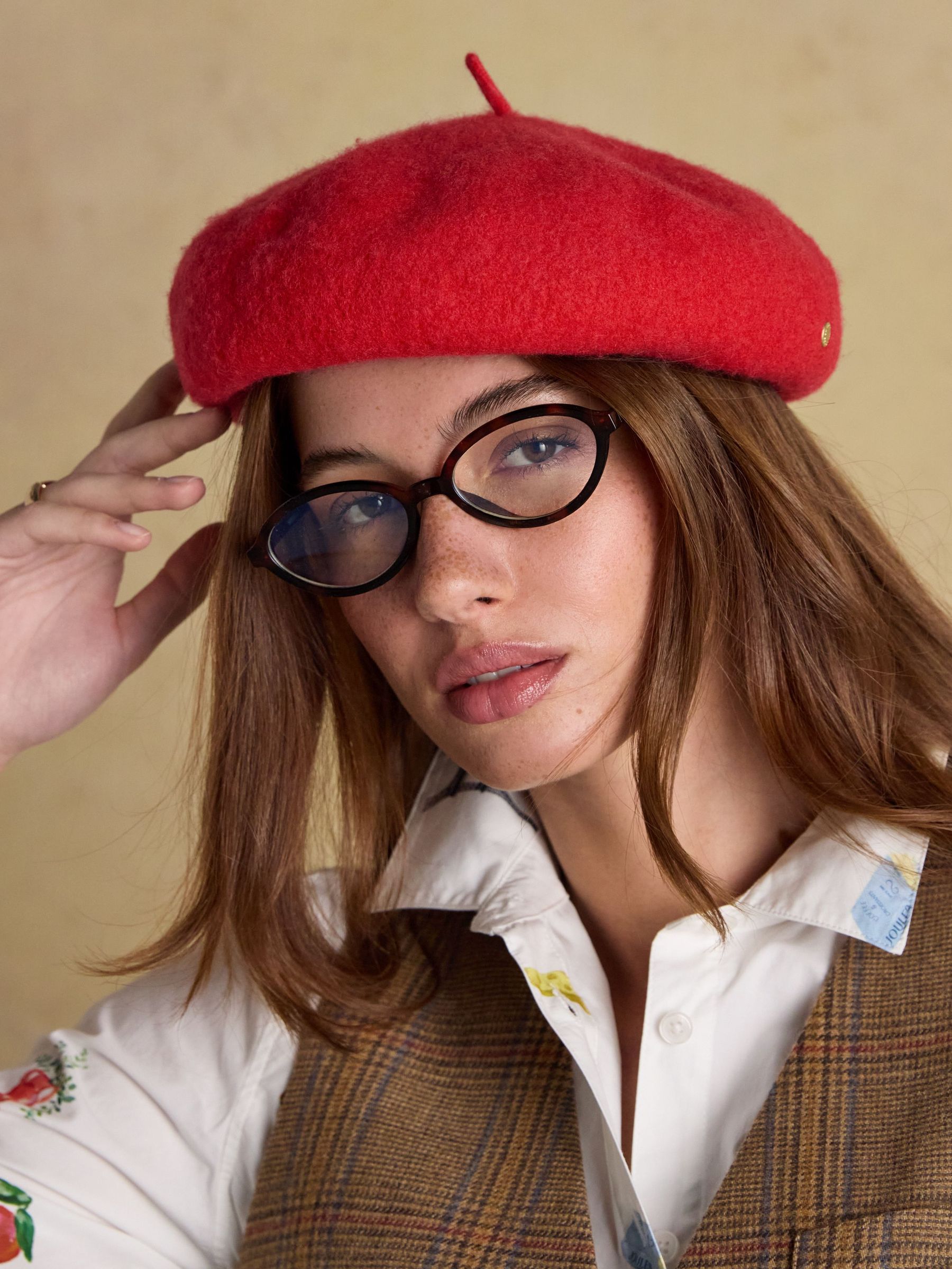 Amelie Red Adjustable Wool Beret Hat