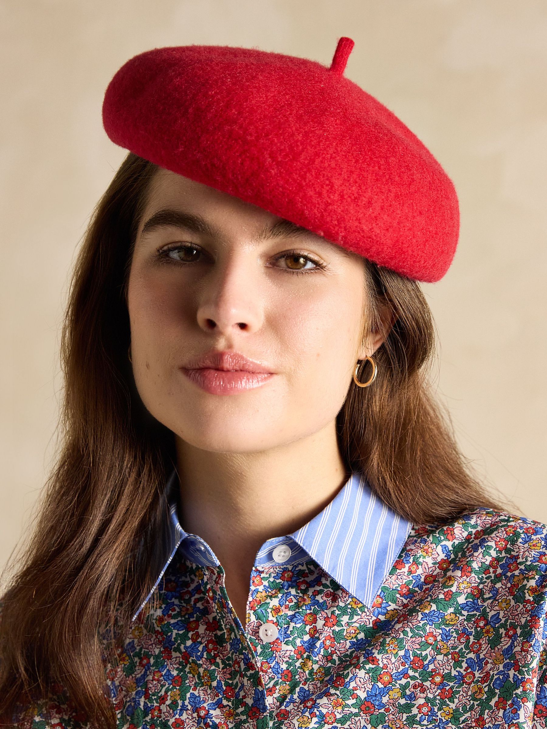 Amelie Red Adjustable Wool Beret (E01211) | £25