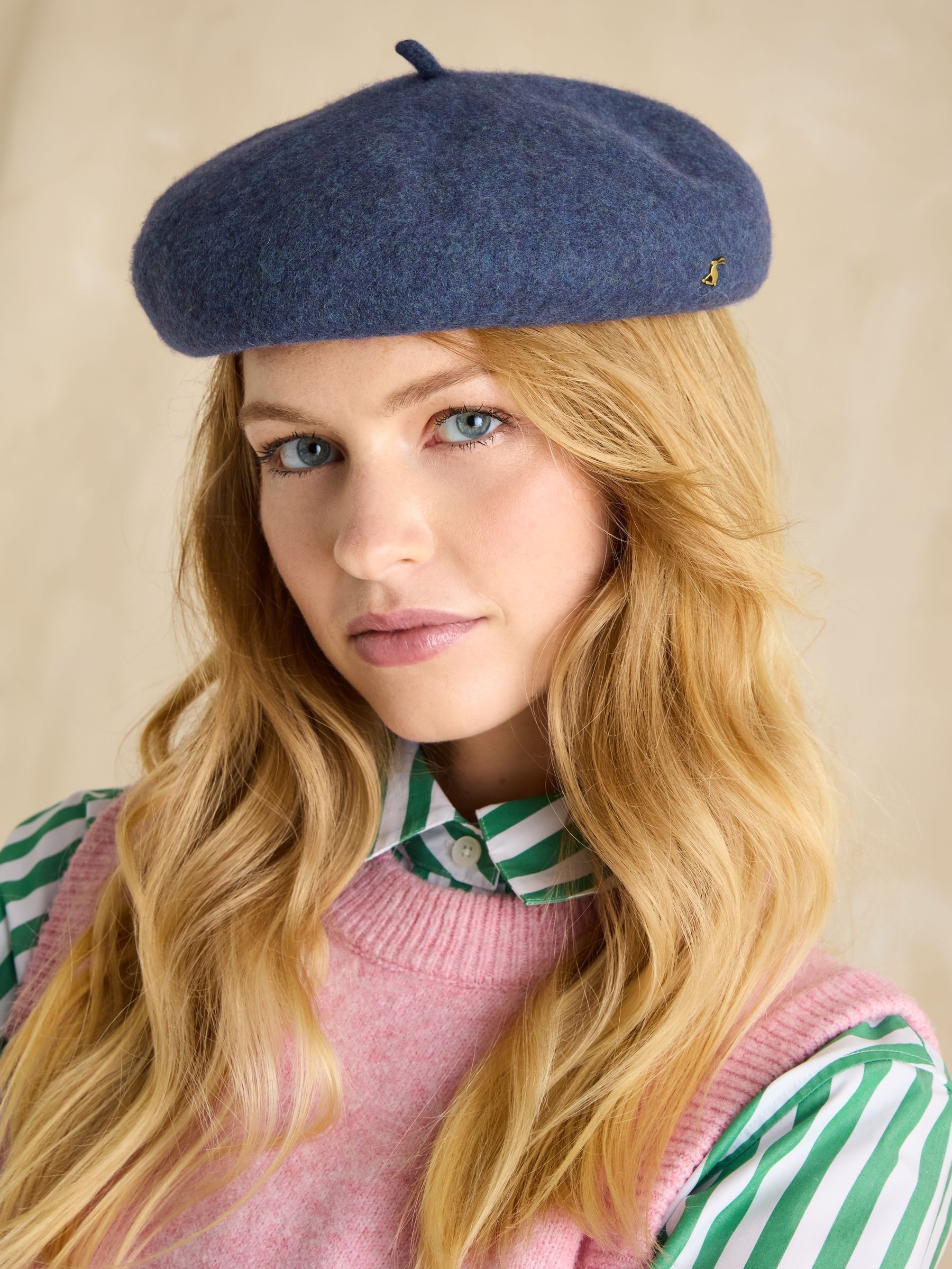 Amelie Navy Adjustable Wool Beret (E01213) | £25