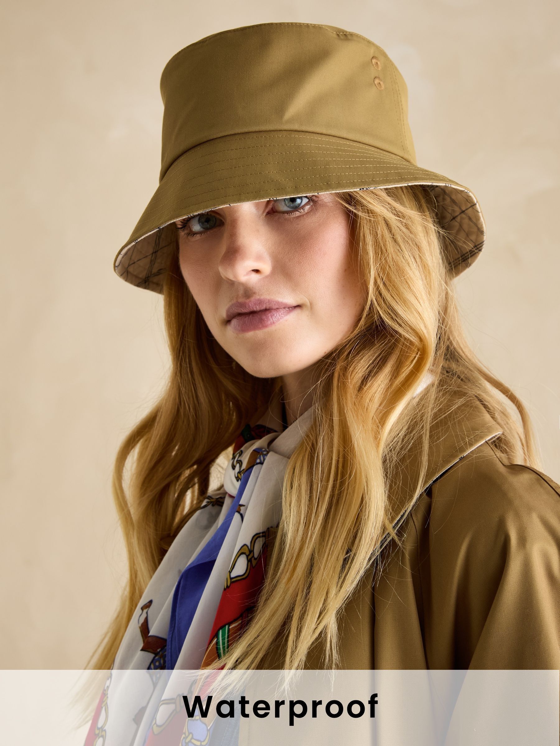 Thurlow Tan Brown Adjustable Waterproof Bucket Hat (E01216) | £30