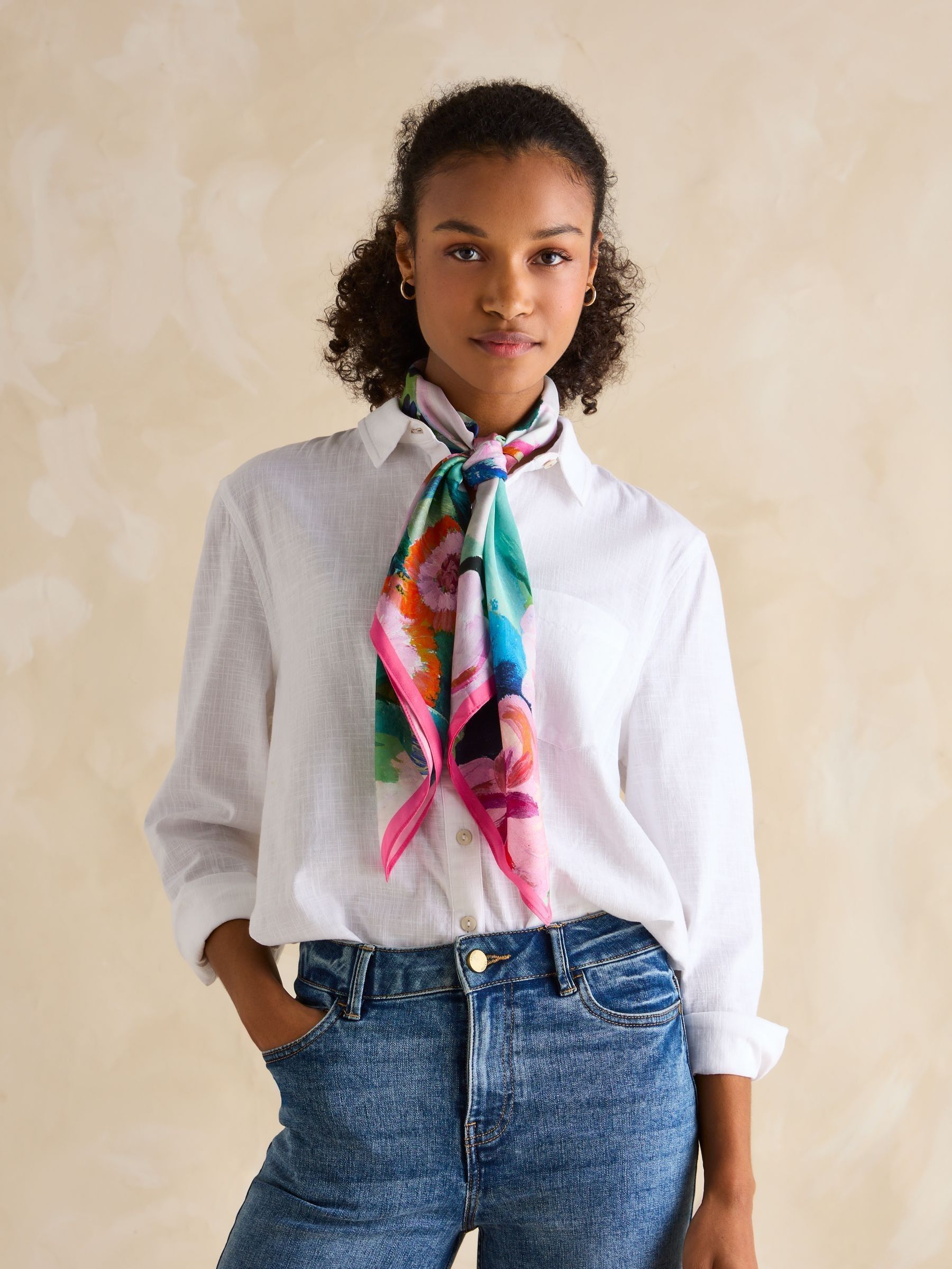 Bloomfield Floral Square Silk Scarf (E01398) | £45